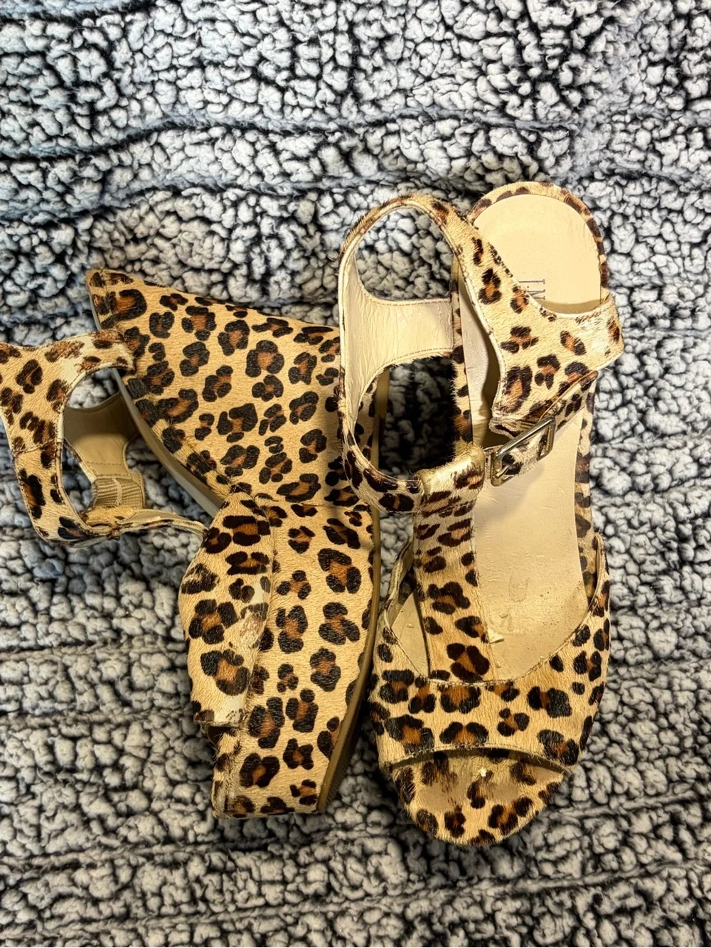 INC International Concepts Leopard-Print Tan and Black Platform Wedges